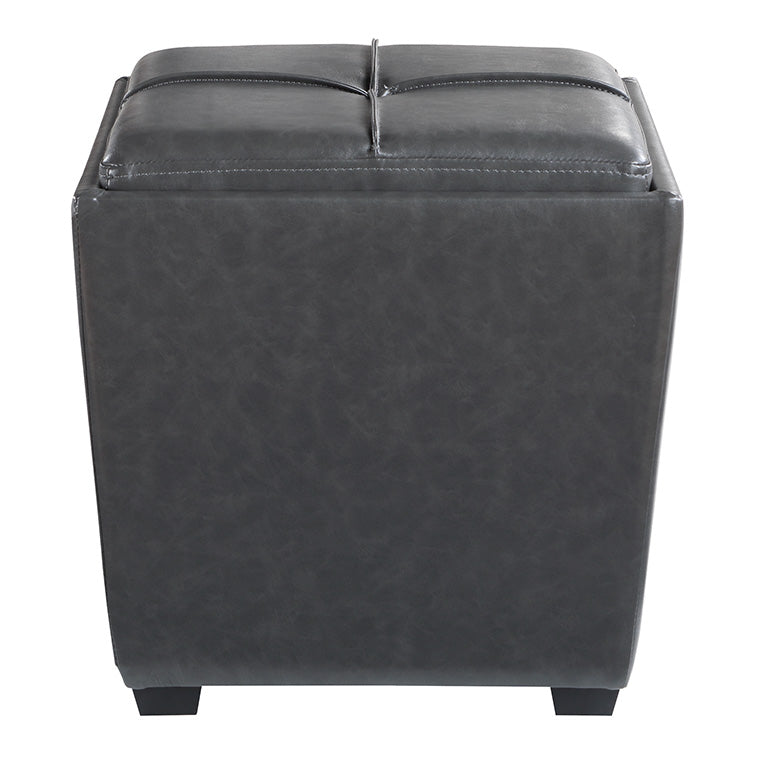 Ave Six by Office Star Products ROCKFORD STORAGE OTTOMAN IN PEWTER FAUX LEATHER - RCK361-PD