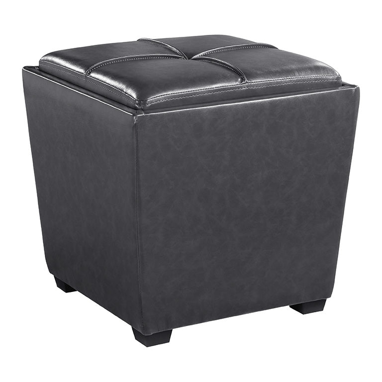 Ave Six by Office Star Products ROCKFORD STORAGE OTTOMAN IN PEWTER FAUX LEATHER - RCK361-PD
