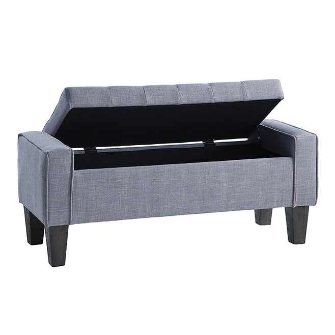 Ave Six by Office Star Products BAYTOWN STORAGE BENCH IN DOVE FABRIC WITH GREY WASHED LEG FINISH - SB562-M55