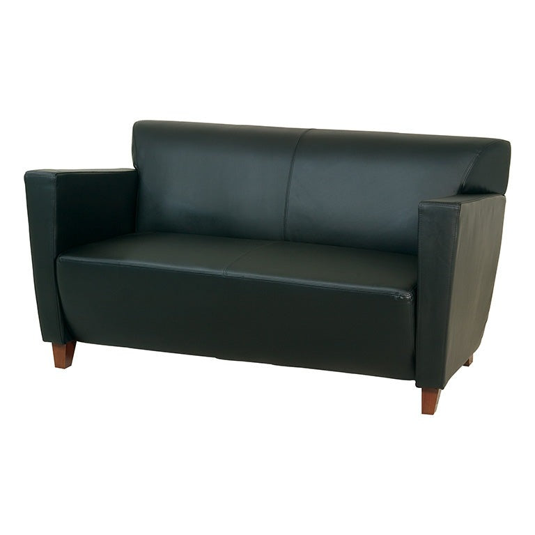 Office Star Products BLACK BONDED LEATHER LOVE SEAT - SL8472