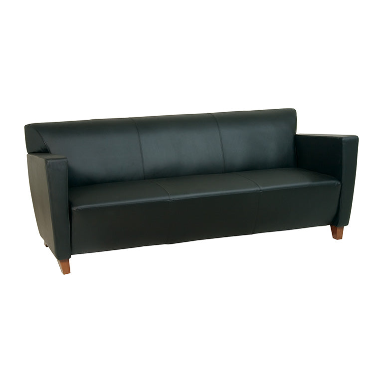 Black Bonded Leather Sofa - Product Photo 1