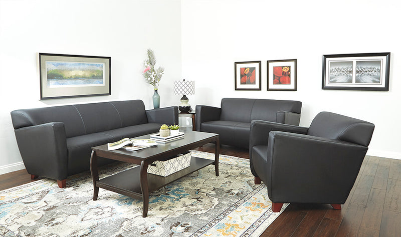 Black Bonded Leather Sofa - Product Photo 3