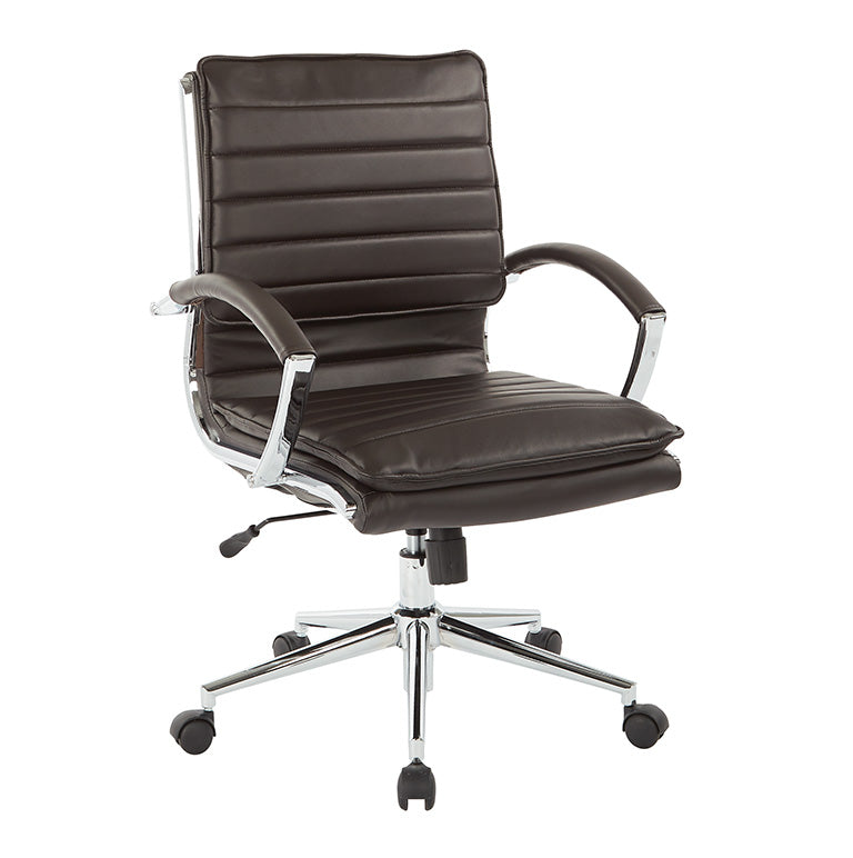 Pro Line II by Office Star Products MID BACK-ESP FAUX LTHR-ARMS-CHROME BASE-CHAIR KD - SPX23591C-U1