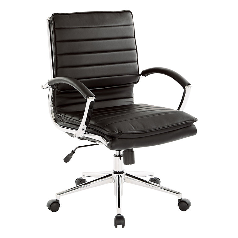 Pro Line II by Office Star Products MID BACK-ESP FAUX LTHR-ARMS-CHROME BASE-CHAIR KD - SPX23591C-U1