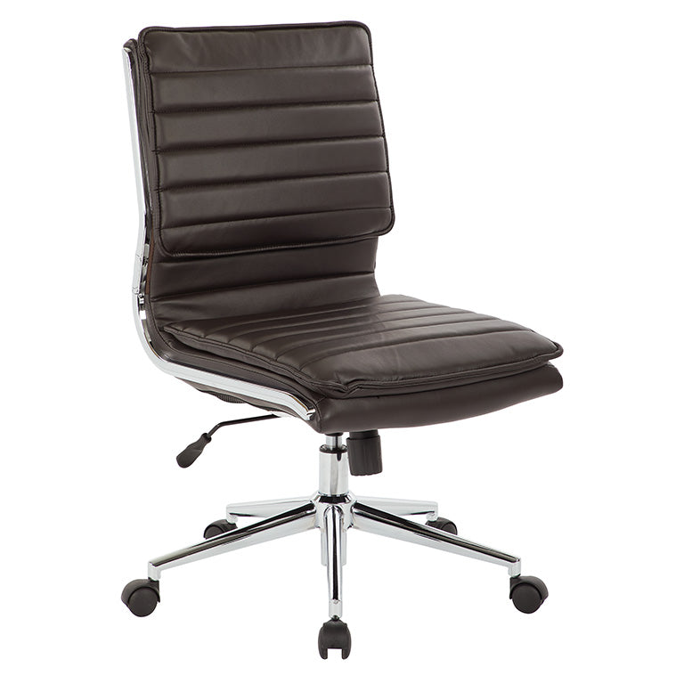 Pro Line II by Office Star Products MID BACK ARMLESS-ESP FAUX LTHR--CHROME BASE-CHAIR KD - SPX23592C