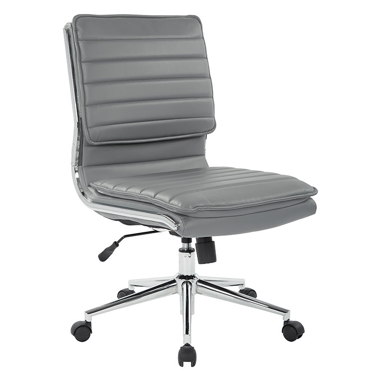 Pro Line II by Office Star Products MID BACK ARMLESS-ESP FAUX LTHR--CHROME BASE-CHAIR KD - SPX23592C