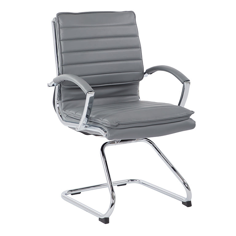 Pro Line II by Office Star Products GUEST CHAIR-ESP FAUX LTHR-ARMS-CHROME SLED BASE-KD - SPX23595C