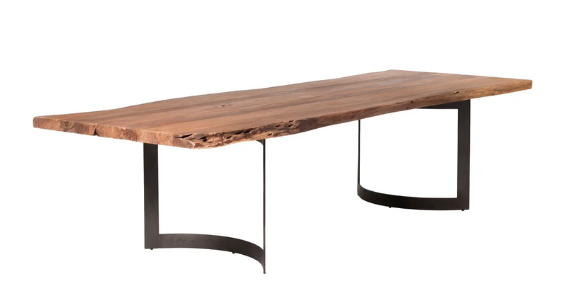 10 ft. Live Edge Solid Wood Table with curved steel bases