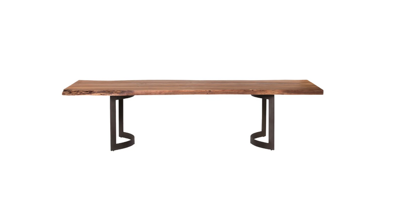 10 ft. Live Edge Solid Wood Table with curved steel bases