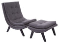 Ave Six by Office Star Products TUSTIN LOUNGE CHAIR AND OTTOMAN SET WITH WHITE FAUX LEATHER FABRIC & BLACK LEGS - TSN51