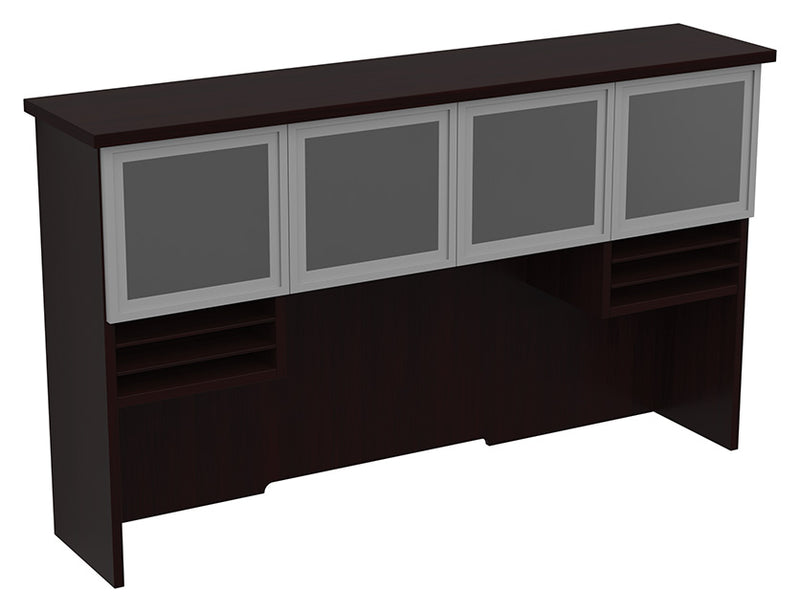 Office Star Products 72" HUTCH WITH GLASS/ALUMINUM DOORS 2/CTNS 72X16X42H - TUXDKR-42