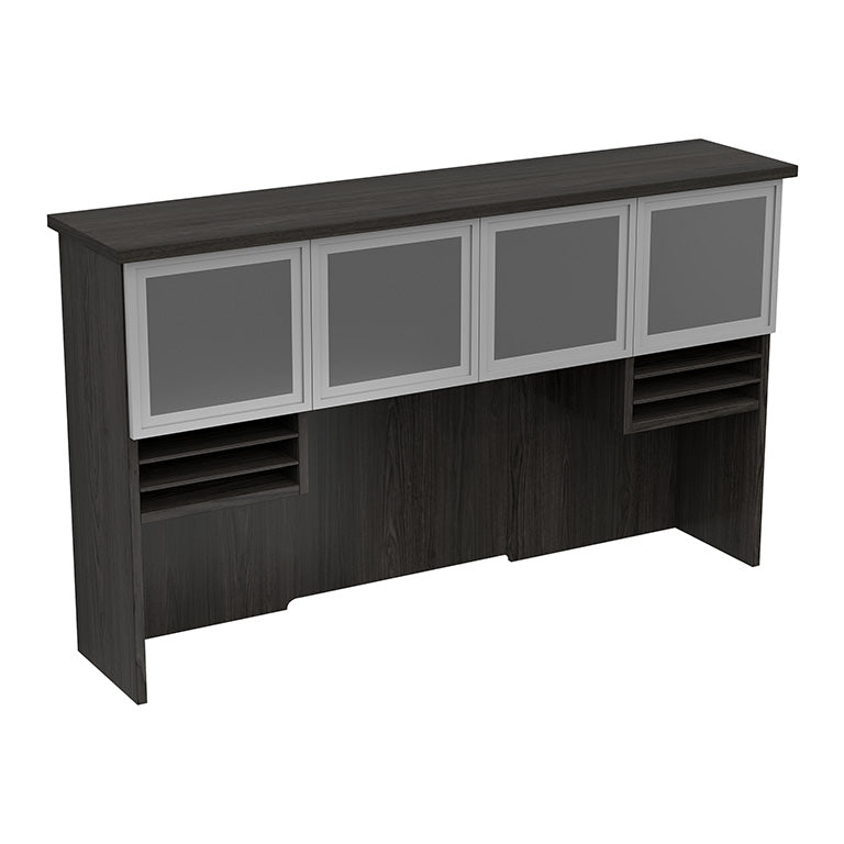 Office Star Products 72" HUTCH WITH GLASS/ALUMINUM DOORS 2/CTNS 72X16X42H - TUXSGW-42