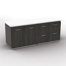 Office Star Products TUXEDO BLANCO/GRIS PIEDRA-3/CAJAS-72X24 CREDENZA LATERAL PARA ARCHIVOS/ALMACENAMIENTO - TUXWHTSGW-TYP205
