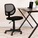 Sillón de oficina giratorio FLASH Neri Kids de respaldo bajo de malla negra con respaldo cuadrado curvado y reposabrazos