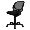 Sillón de oficina giratorio FLASH Neri Kids de respaldo bajo de malla negra con respaldo cuadrado curvado y reposabrazos