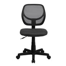 Sillón de oficina giratorio FLASH Neri Kids de respaldo bajo de malla negra con respaldo cuadrado curvado y reposabrazos