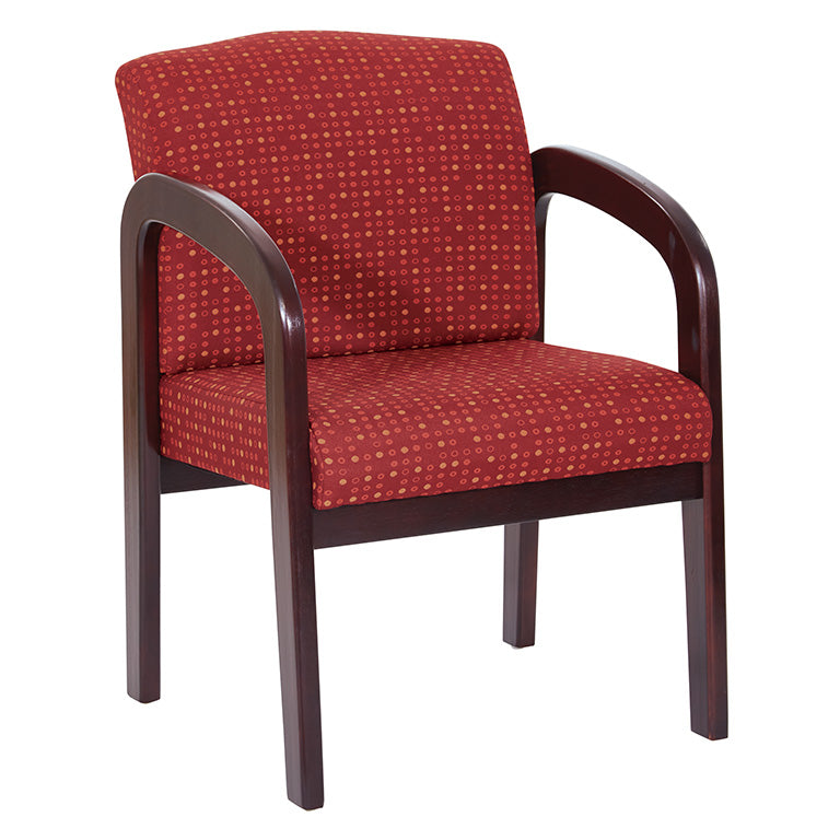 Fabric Mahogany Finish Wood Visitor Chair by Office Star - WD383