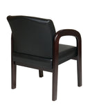 Sillón para visitas de piel sintética negra y madera con acabado espresso de Office Star - WD388-U6