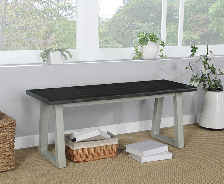 OSP Designs by Office Star Products WESTON BENCH WITH RUSTIC LIVE EDGE TOP - WESB
