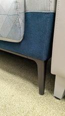 USED Coalesse 3-Seat Lounge Sofa – Blue & White Pattern Fabric