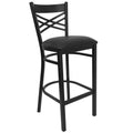 FLASH FURNITURE HERCULES Series Black ''X'' Back Metal Restaurant Barstool - Vinyl Seat