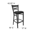 FLASH FURNITURE HERCULES Series Black ''X'' Back Metal Restaurant Barstool - Vinyl Seat