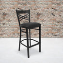 FLASH FURNITURE HERCULES Series Black ''X'' Back Metal Restaurant Barstool - Vinyl Seat