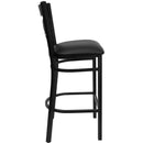 FLASH FURNITURE HERCULES Series Black ''X'' Back Metal Restaurant Barstool - Vinyl Seat