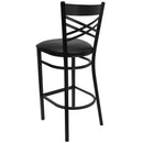 FLASH FURNITURE HERCULES Series Black ''X'' Back Metal Restaurant Barstool - Vinyl Seat