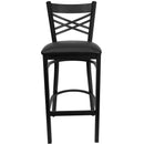 FLASH FURNITURE HERCULES Series Black ''X'' Back Metal Restaurant Barstool - Vinyl Seat