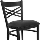 FLASH FURNITURE HERCULES Series Black ''X'' Back Metal Restaurant Barstool - Vinyl Seat