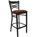 FLASH FURNITURE HERCULES Series Black ''X'' Back Metal Restaurant Barstool - Vinyl Seat