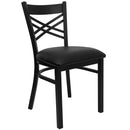 FLASH FURNITURE HERCULES Series Black ''X'' Back Metal Restaurant Chair - Vinyl Seat