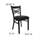 FLASH FURNITURE HERCULES Series Black ''X'' Back Metal Restaurant Chair - Vinyl Seat