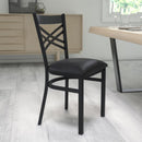 FLASH FURNITURE HERCULES Series Black ''X'' Back Metal Restaurant Chair - Vinyl Seat