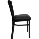 FLASH FURNITURE HERCULES Series Black ''X'' Back Metal Restaurant Chair - Vinyl Seat