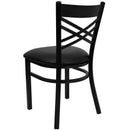 FLASH FURNITURE HERCULES Series Black ''X'' Back Metal Restaurant Chair - Vinyl Seat