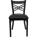FLASH FURNITURE HERCULES Series Black ''X'' Back Metal Restaurant Chair - Vinyl Seat