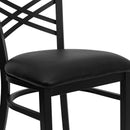 FLASH FURNITURE HERCULES Series Black ''X'' Back Metal Restaurant Chair - Vinyl Seat