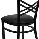 FLASH FURNITURE HERCULES Series Black ''X'' Back Metal Restaurant Chair - Vinyl Seat