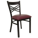 FLASH FURNITURE HERCULES Series Black ''X'' Back Metal Restaurant Chair - Vinyl Seat