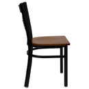 FLASH FURNITURE HERCULES Series Black ''X'' Back Metal Restaurant Chair - Wood Seat