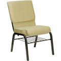 FLASH FURNITURE HERCULES Series 18.5'' WIDE Church Chair with Book Rack - Gold Vein Frame