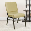 FLASH FURNITURE HERCULES Series 18.5'' WIDE Church Chair with Book Rack - Gold Vein Frame