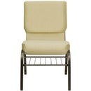 FLASH FURNITURE HERCULES Series 18.5'' WIDE Church Chair with Book Rack - Gold Vein Frame