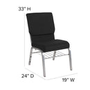 FLASH FURNITURE HERCULES Series 18.5''W Church Chair in Black Fabric with Book Rack - Silver Vein Frame