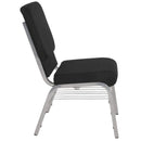 FLASH FURNITURE HERCULES Series 18.5''W Church Chair in Black Fabric with Book Rack - Silver Vein Frame