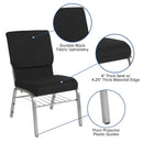 FLASH FURNITURE HERCULES Series 18.5''W Church Chair in Black Fabric with Book Rack - Silver Vein Frame