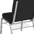 FLASH FURNITURE HERCULES Series 18.5''W Church Chair in Black Fabric with Book Rack - Silver Vein Frame