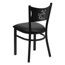 FLASH HERCULES Series Black Coffee Back Metal Restaurant Chair - Vinyl Seat